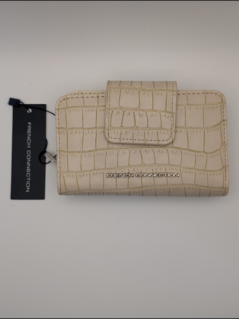 French Connection Cream Croc-Embossed Wallet